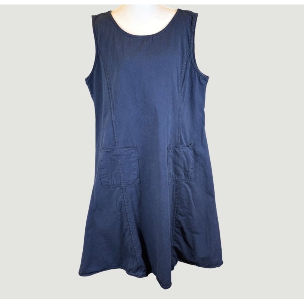 VTG‎ Denim Jazz Dress Women's XL Blue Jumper Midi Shift Sleeveless Modesty